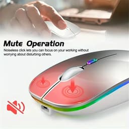 image-Wireless Mouse Bluetooth and 2.4GHz Dual Modes Rechargeable RGB Ergonomic Silent Click for PC iPad Laptop Cell Phone TV