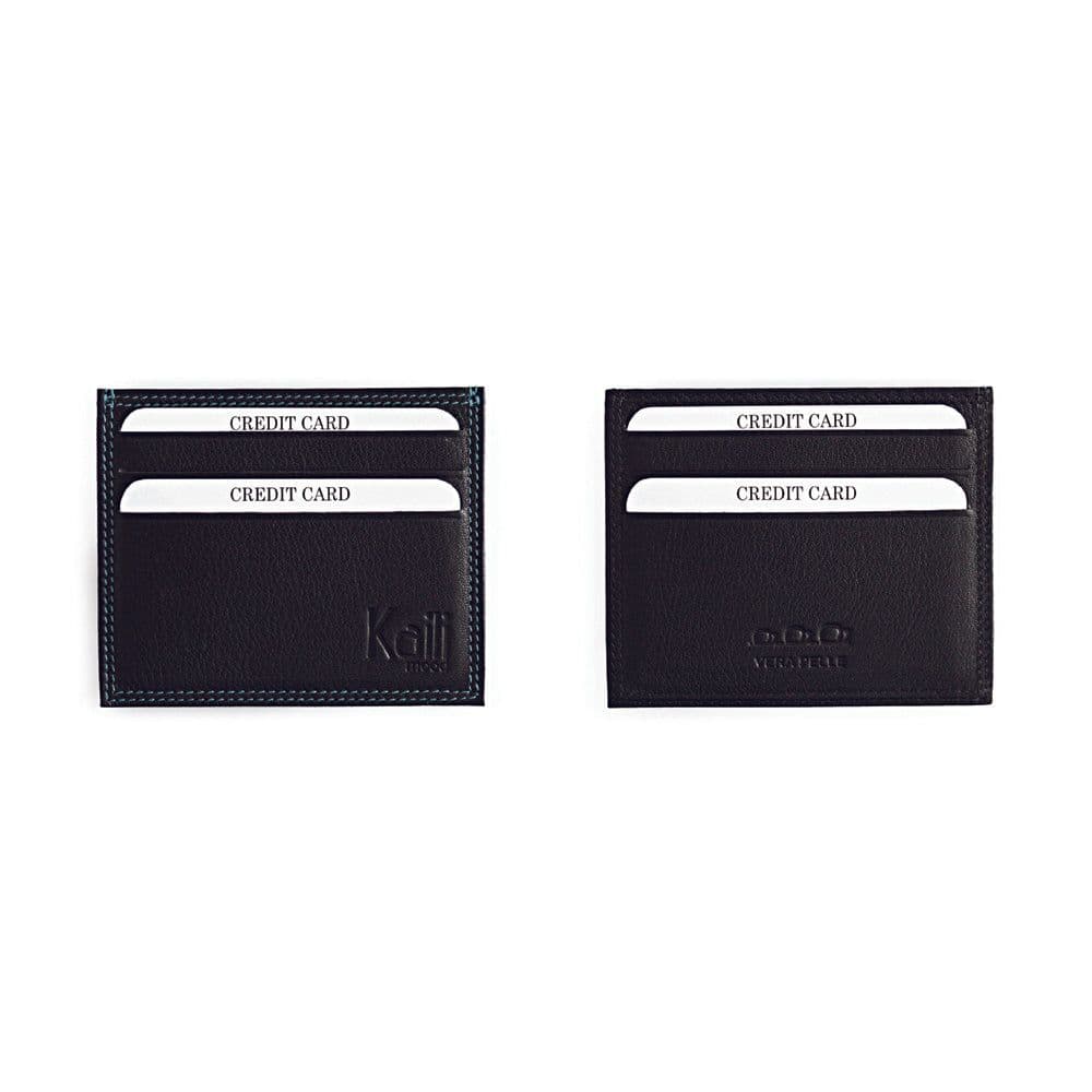 image-K10216AB | Porta Carte di Credito in Vera Pelle pieno fiore, con leggera grana. Colore Nero. Tasca centrale grande. Dimensioni: cm 9,8 x 8 x 0,5. Confezione: Gift Box rigido fondo/coperchio