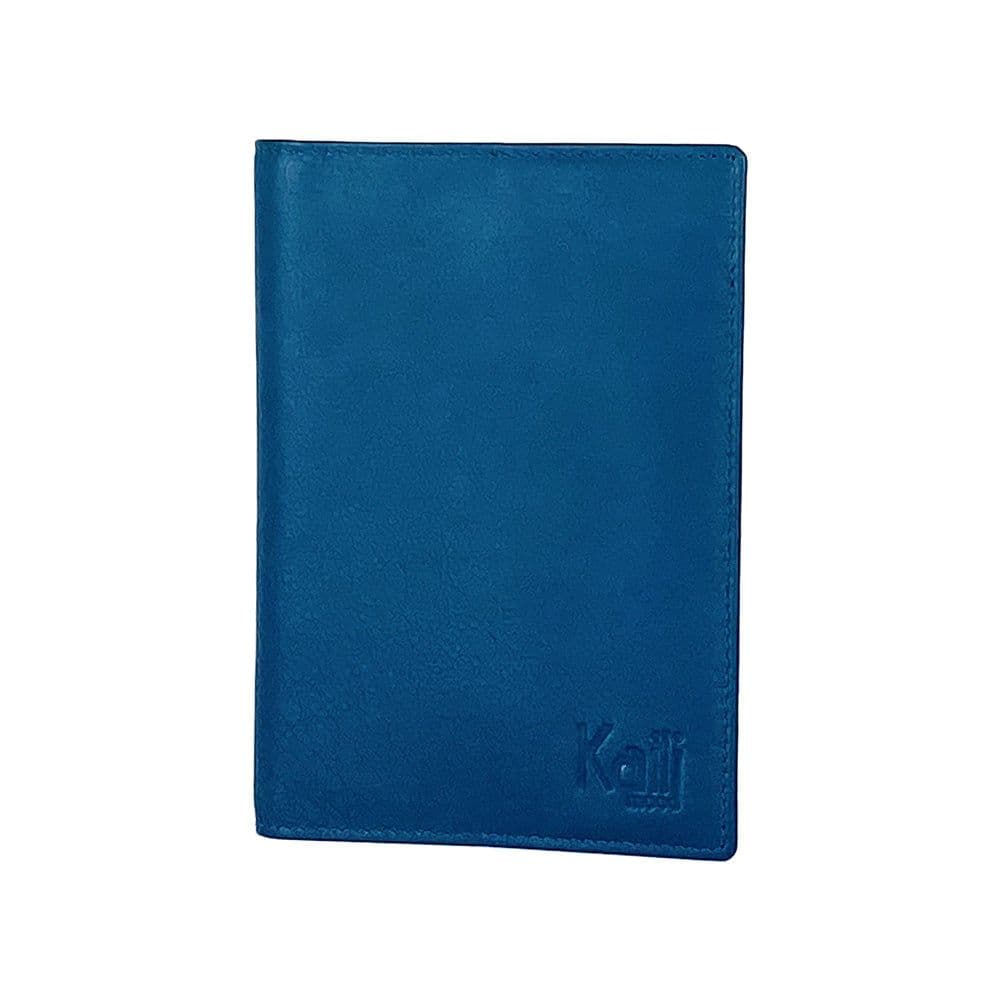 image-K10237MB | Copertina per Passaporto in Vera Pelle pieno fiore, con leggera grana. Colore Blu Jeans. Dimensioni da chiusa: cm 10 x 14 x 1 - Confezione: Gift Box rigido fondo/coperchio