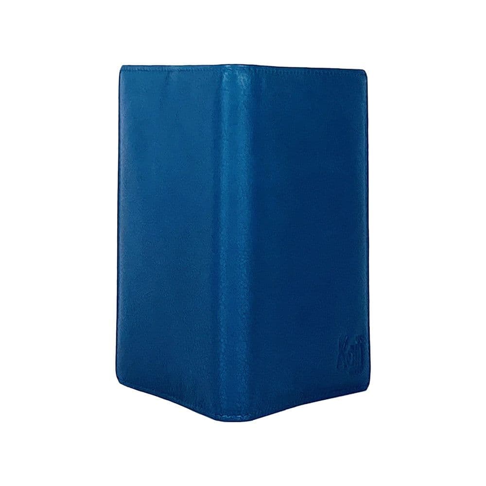 image-K10237MB | Copertina per Passaporto in Vera Pelle pieno fiore, con leggera grana. Colore Blu Jeans. Dimensioni da chiusa: cm 10 x 14 x 1 - Confezione: Gift Box rigido fondo/coperchio
