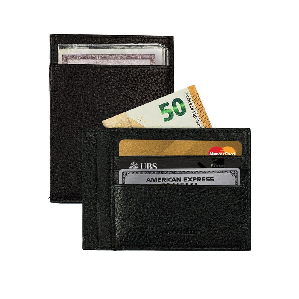 image-K10307AB | Portadocumenti/Carte Protezione RFID in Vera Pelle pieno fiore, grana dollaro. Colore Nero. Dimensioni: cm 12 x 9 x 0,5. Confezione: Gift Box rigido fondo/coperchio