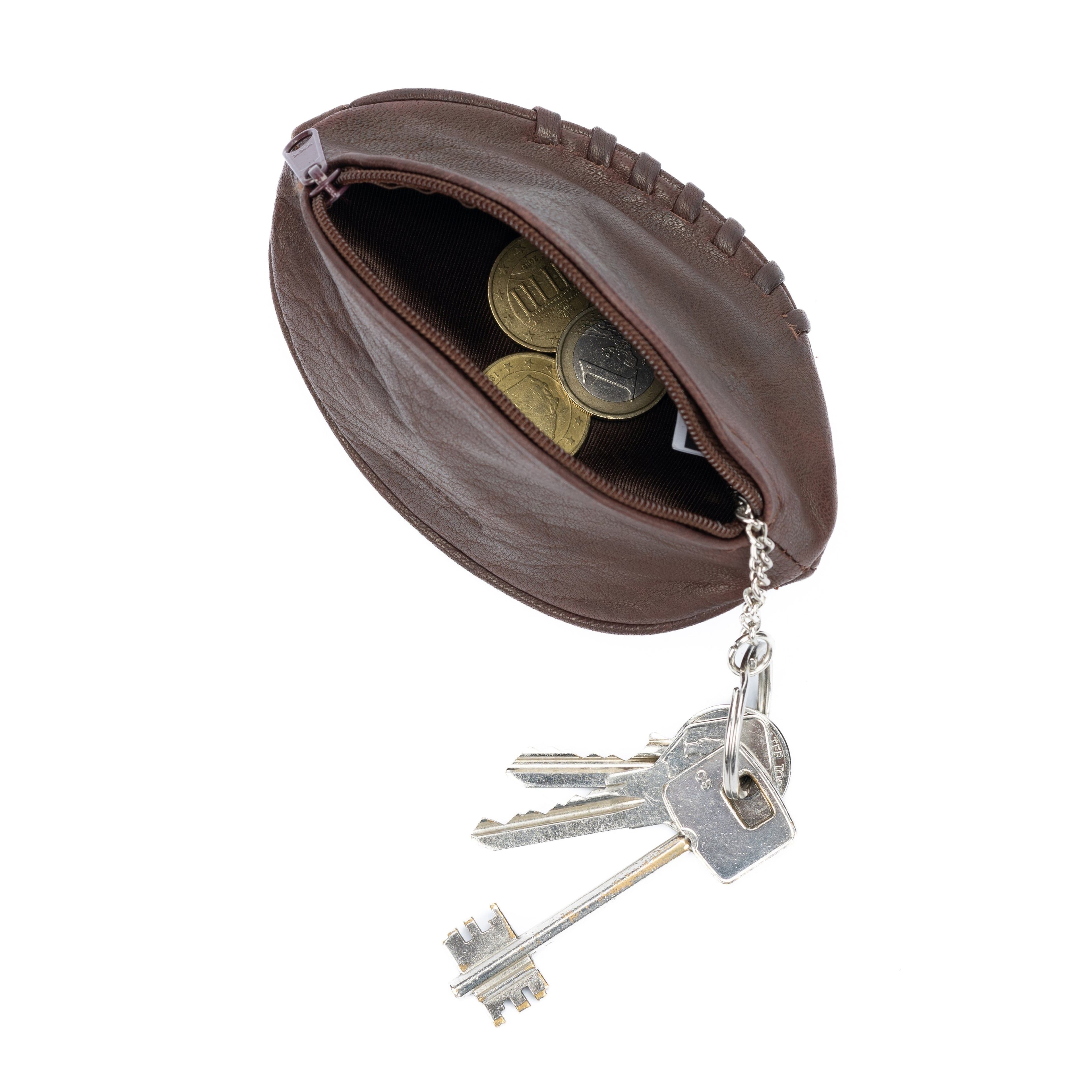 image-K10655BB | Rugby Ball Mini Pochette/Keyring - Genuine Leather