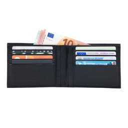image-K10812AB | Portafogli Uomo in Saffiano Vera Pelle. Colore Nero. 8 slots per le carte di credito. Dimensioni da chiuso: cm 12,5 x 9,5 x 1. Confezione: Gift Box rigido fondo/coperchio