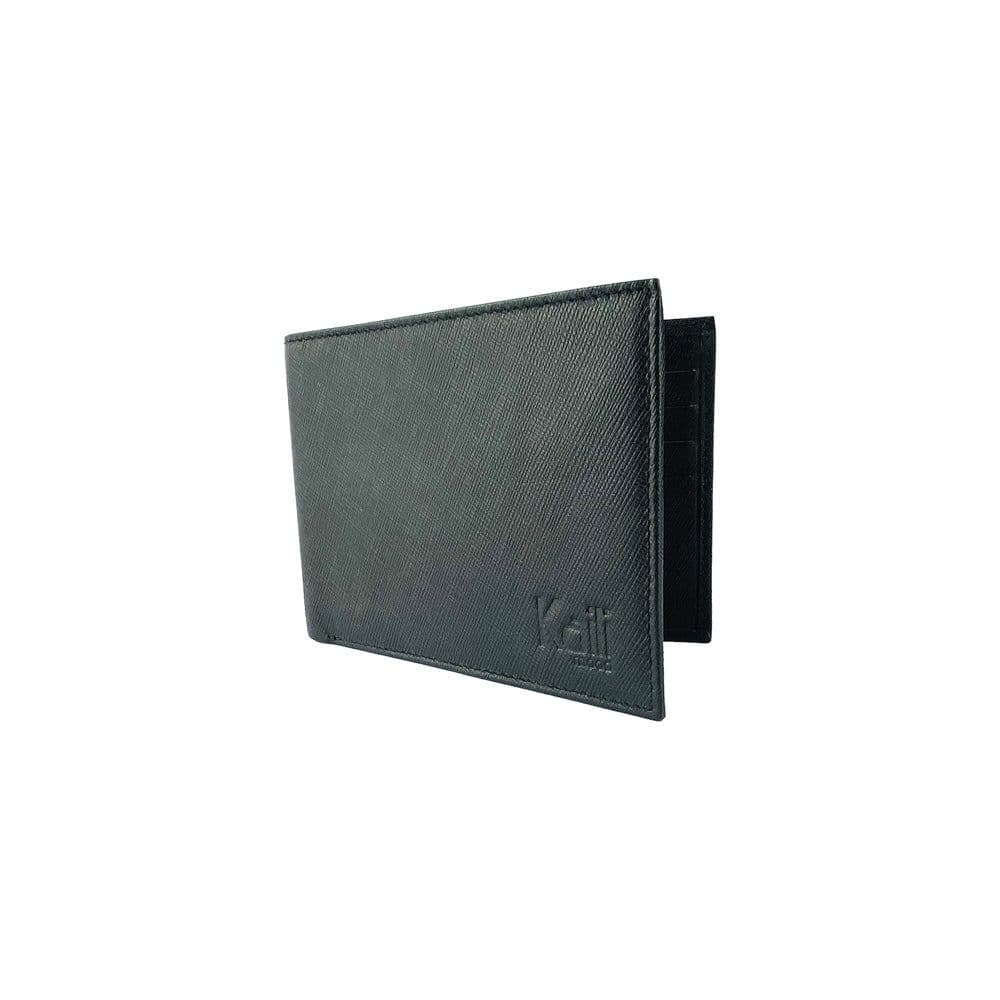 image-K10812AB | Portafogli Uomo in Saffiano Vera Pelle. Colore Nero. 8 slots per le carte di credito. Dimensioni da chiuso: cm 12,5 x 9,5 x 1. Confezione: Gift Box rigido fondo/coperchio