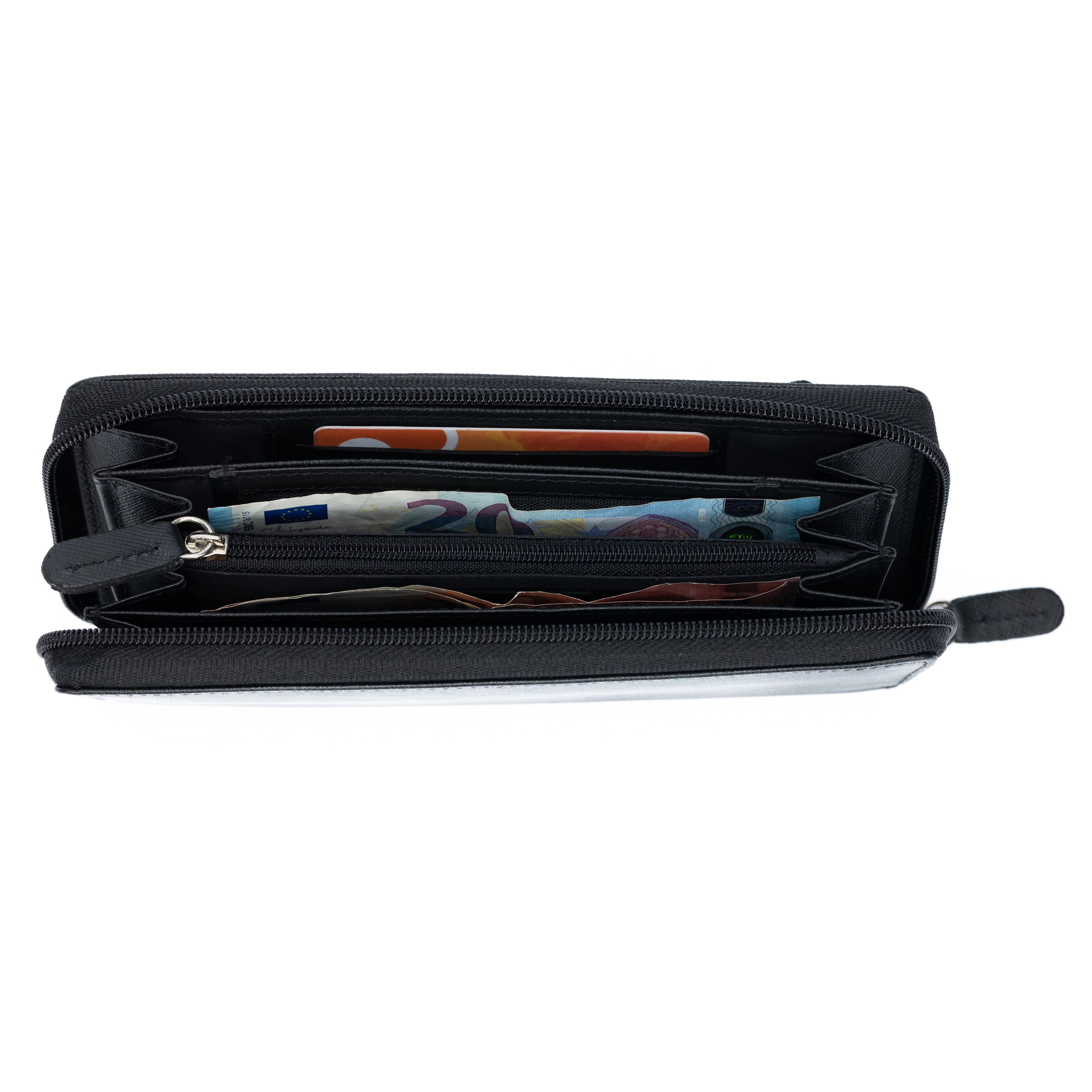 image-K10838AB | Women's Wallet with Zip Closure - Genuine Leather Col. Black