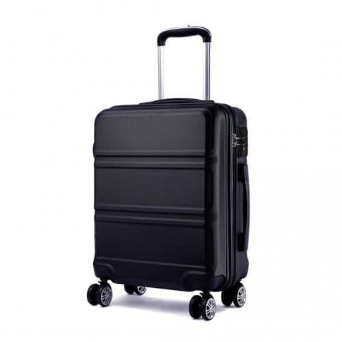 image-K1871-1L - Kono ABS Sculpted Horizontal Design 20 Inch Cabin Luggage - Black