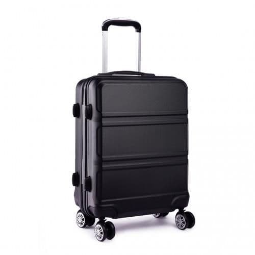 image-K1871-1L - Kono ABS Sculpted Horizontal Design 20 Inch Cabin Luggage - Black