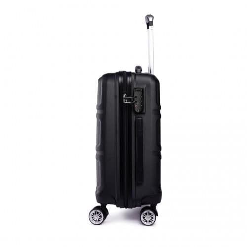 image-K1871-1L - Kono ABS Sculpted Horizontal Design 20 Inch Cabin Luggage - Black