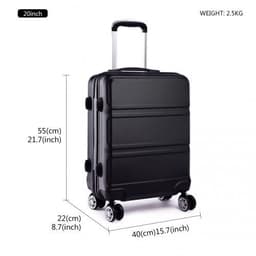 image-K1871-1L - Kono ABS Sculpted Horizontal Design 20 Inch Cabin Luggage - Black