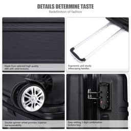 image-K1871-1L - Kono ABS Sculpted Horizontal Design 20 Inch Cabin Luggage - Black