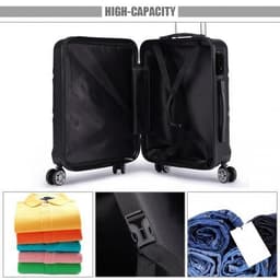 image-K1871-1L - Kono ABS Sculpted Horizontal Design 20 Inch Cabin Luggage - Black