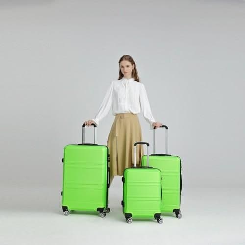 image-K1871-1L - Kono ABS 20 Inch Sculpted Horizontal Design Cabin Luggage - Green