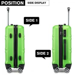 image-K1871-1L - Kono ABS 20 Inch Sculpted Horizontal Design Cabin Luggage - Green