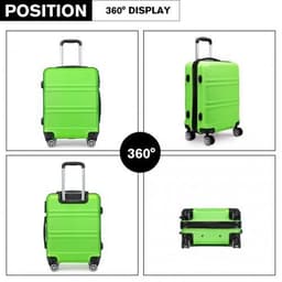 image-K1871-1L - Kono ABS 20 Inch Sculpted Horizontal Design Cabin Luggage - Green