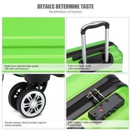 image-K1871-1L - Kono ABS 20 Inch Sculpted Horizontal Design Cabin Luggage - Green