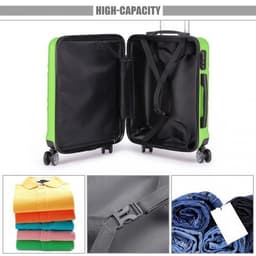 image-K1871-1L - Kono ABS 20 Inch Sculpted Horizontal Design Cabin Luggage - Green