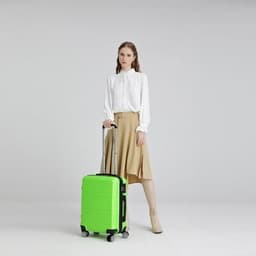 image-K1871-1L - Kono ABS 20 Inch Sculpted Horizontal Design Cabin Luggage - Green