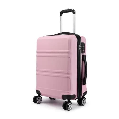 image-K1871-1L - Kono ABS Sculpted Horizontal Design 20 Inch Cabin Luggage - Pink