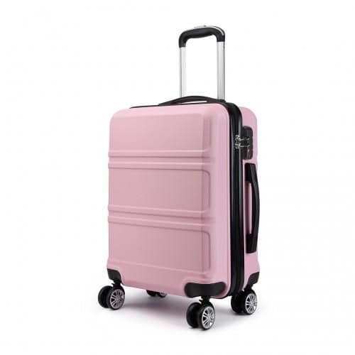 image-K1871-1L - Kono ABS Sculpted Horizontal Design 20 Inch Cabin Luggage - Pink
