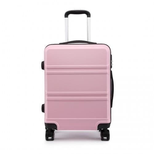 image-K1871-1L - Kono ABS Sculpted Horizontal Design 20 Inch Cabin Luggage - Pink