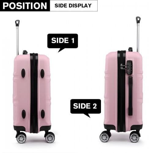 image-K1871-1L - Kono ABS Sculpted Horizontal Design 20 Inch Cabin Luggage - Pink