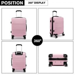 image-K1871-1L - Kono ABS Sculpted Horizontal Design 20 Inch Cabin Luggage - Pink