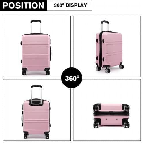 image-K1871-1L - Kono ABS Sculpted Horizontal Design 20 Inch Cabin Luggage - Pink