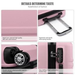 image-K1871-1L - Kono ABS Sculpted Horizontal Design 20 Inch Cabin Luggage - Pink