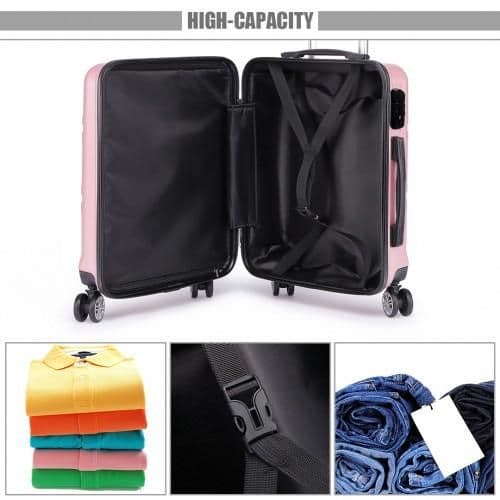 image-K1871-1L - Kono ABS Sculpted Horizontal Design 20 Inch Cabin Luggage - Pink