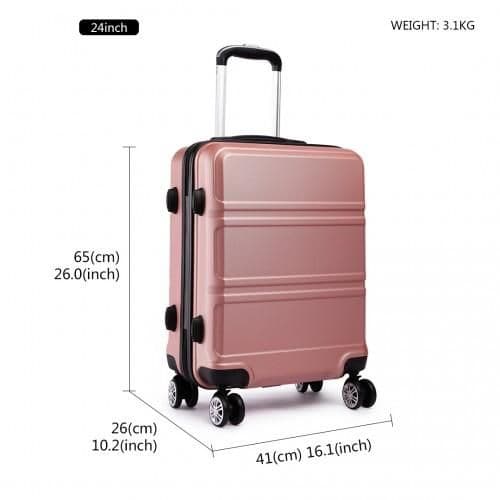 image-K1871-1L - Kono ABS Sculpted Horizontal Design 24 Inch Suitcase - Nude