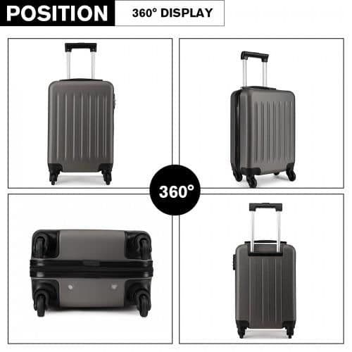 image-K1872L - Kono 19 Inch ABS Hard Shell Carry On Luggage 4 Wheel Spinner Suitcase - Grey