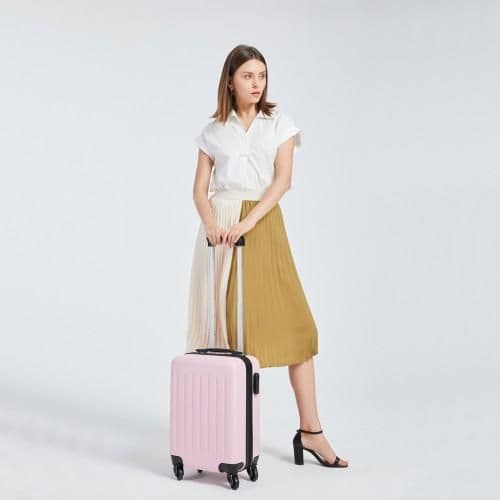 image-K1872L - Kono 19 Inch ABS Hard Shell Carry On Luggage 4 Wheel Spinner Suitcase - Grey