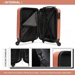 image-K1872L - Kono 19 Inch ABS Hard Shell Carry On Luggage 4 Wheel Spinner Suitcase - Nude
