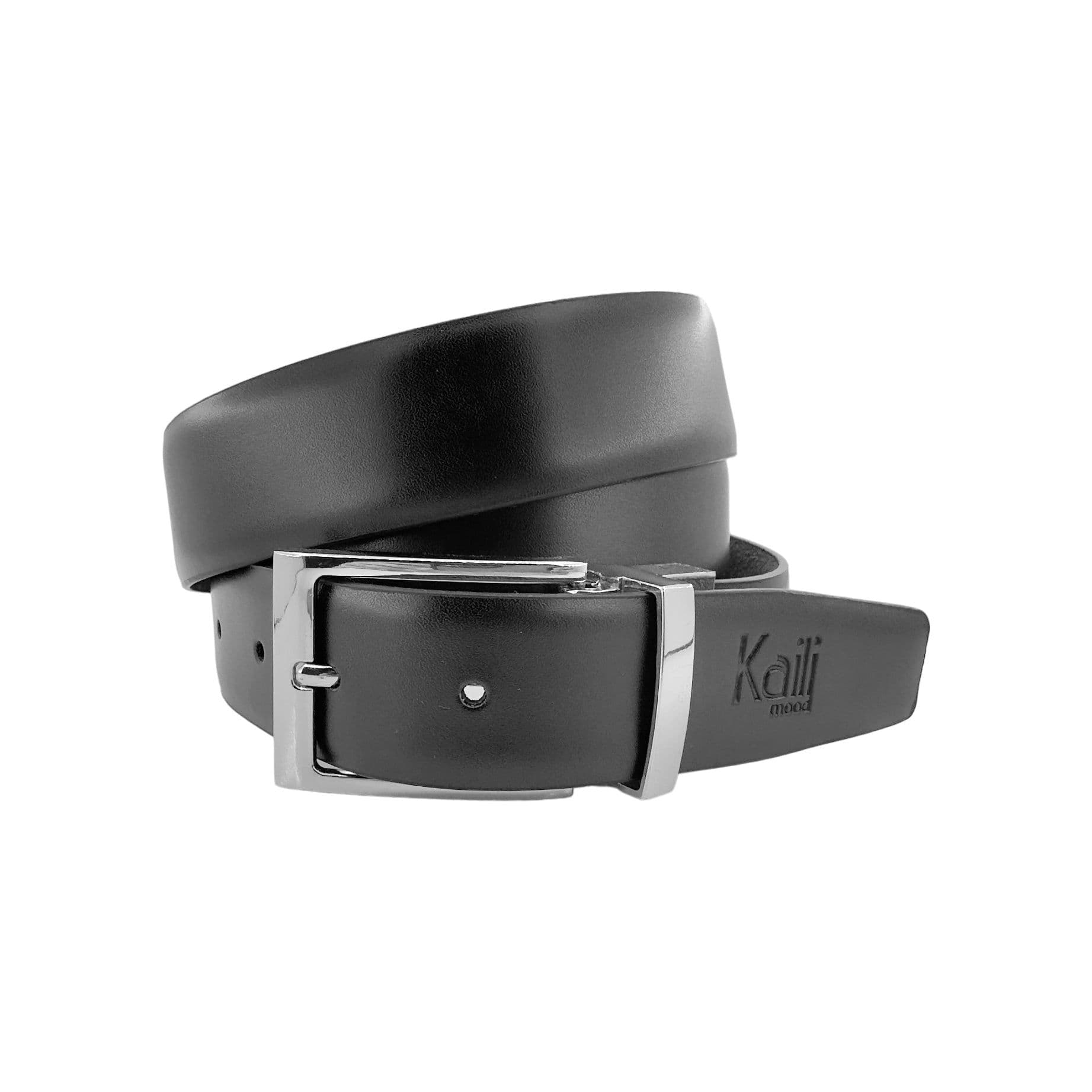 image-K4002AFB | Double Face Men's Belt - Genuine Leather Col. Black/Grey