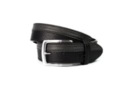 image-K4007AKB | Cintura Uomo Bicolore in Fodera Pelle Finitura in Pu. Colore Nero/Antracite. Dimensioni: cm 125 x 3,8 x 0,5 (giro vita cm 110). Confezione: Gift Box rigido fondo/coperchio