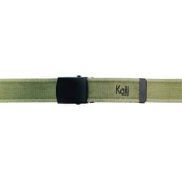 image-K4010EB | Stone Washed Col. Green Canvas Ribbon Belt with Matt Black Buckle. Dimensions: cm 125 x 4 x 0,5 One Size - Can be shortened. Packaging: rigid bottom/lid Gift Box