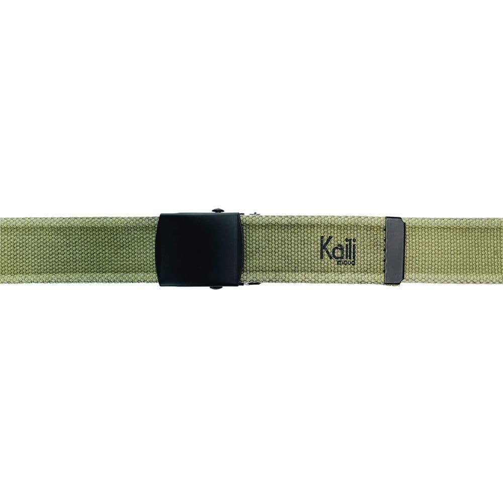 image-K4010EB | Stone Washed Col. Green Canvas Ribbon Belt with Matt Black Buckle. Dimensions: cm 125 x 4 x 0,5 One Size - Can be shortened. Packaging: rigid bottom/lid Gift Box