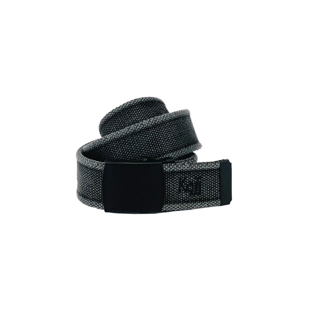 image-K4010KB | Stone Washed Col. Anthracite Canvas Ribbon Belt with Matt Black Buckle. Dimensions: cm 125 x 4 x 0,5 One Size - Can be shortened. Packaging: rigid bottom/lid Gift Box