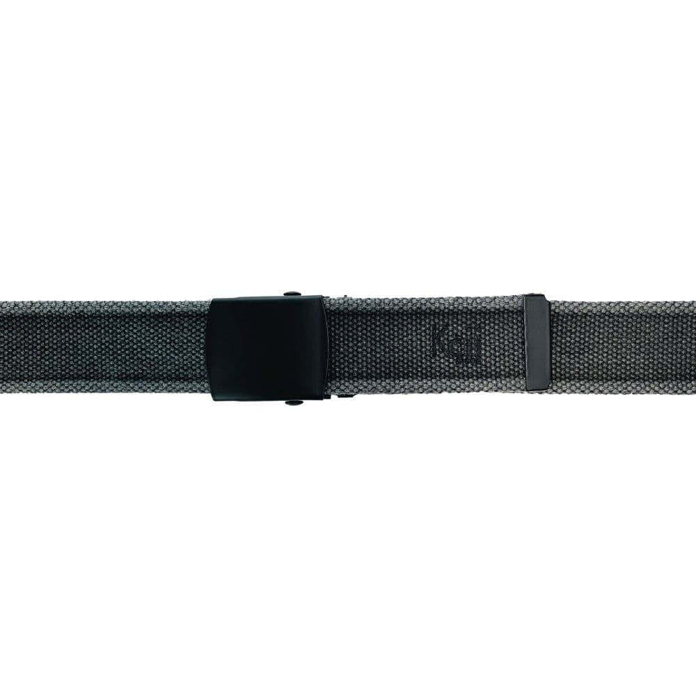 image-K4010KB | Stone Washed Col. Anthracite Canvas Ribbon Belt with Matt Black Buckle. Dimensions: cm 125 x 4 x 0,5 One Size - Can be shortened. Packaging: rigid bottom/lid Gift Box
