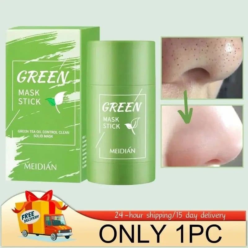 image-Original Facial Remove Blackhead Green Tea Solid Mask Treat Acne Blemish Black Dots Clean Stick Cream Shrink Pores Skin Care
