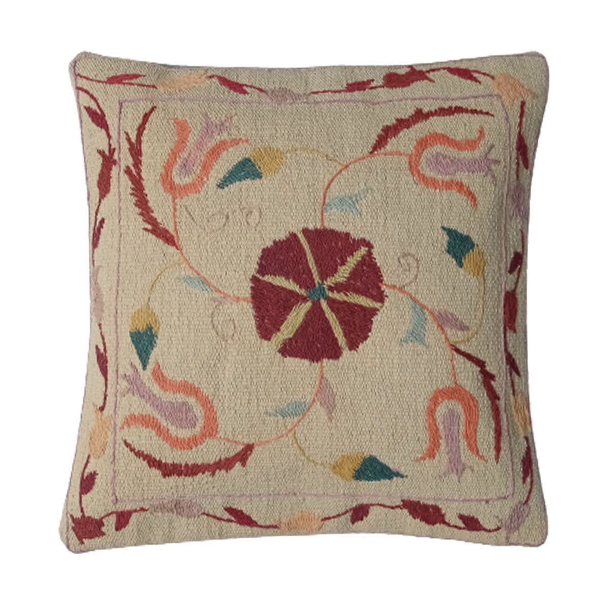 image-Embroidered Woolen Como Cushion Cover