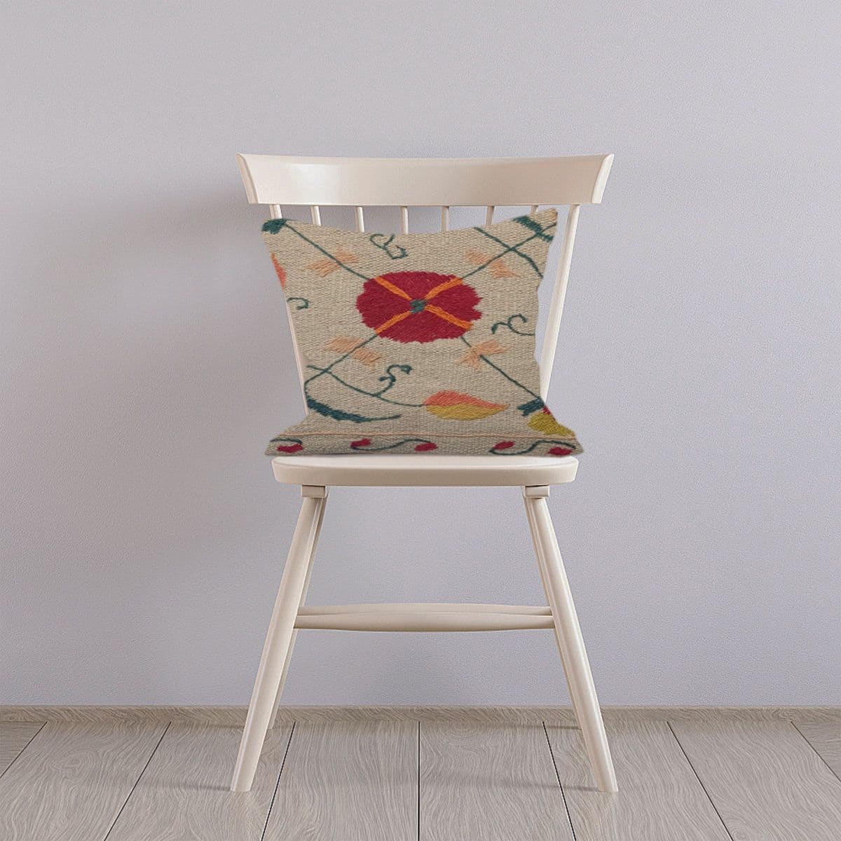 image-Embroidered Woolen Carbon Grey Cushion Cover