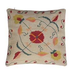 image-Embroidered Woolen Carbon Grey Cushion Cover