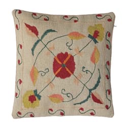 image-Embroidered Woolen Carbon Grey Cushion Cover