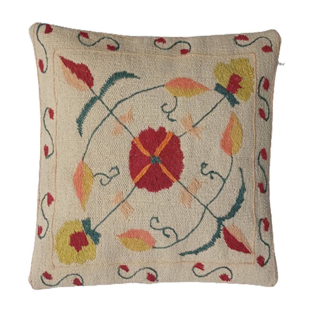 image-Embroidered Woolen Carbon Grey Cushion Cover