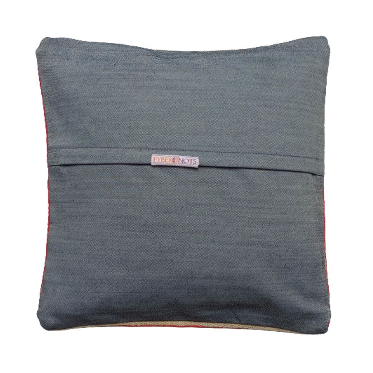 image-Embroidered Woolen Carbon Grey Cushion Cover