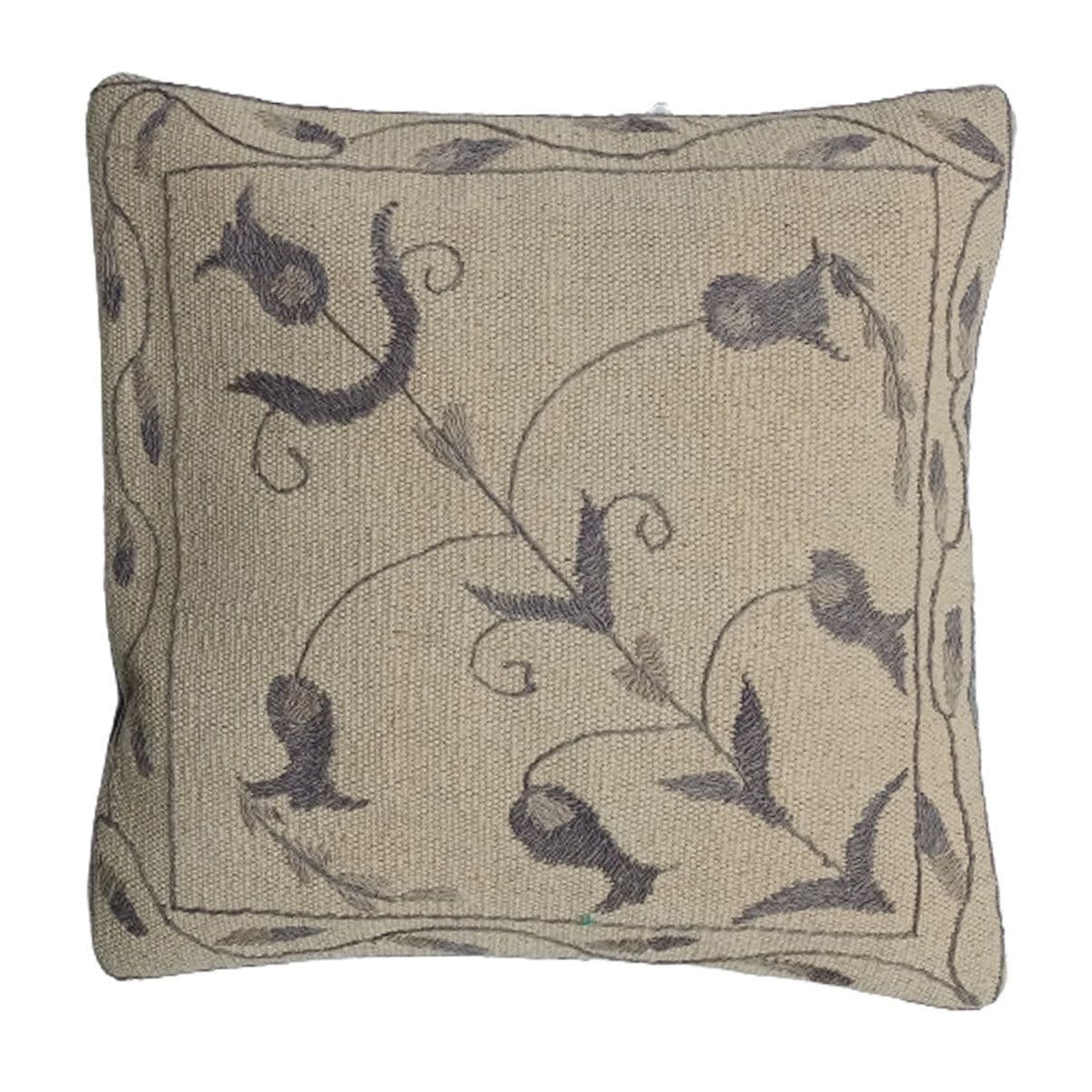 image-Embroidered Woolen Boulder Cushion Cover