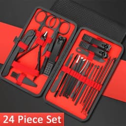 image-7/10/12/18/20/24PCS Set Professional Manicure Set Kits Stainless Steel Fingernail Toenail Clippers Set with Leather Portable