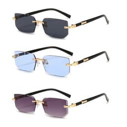 image-Rimless Sunglasses Rectangle Fashion Popular Women Men Shades Small Square Sun Glasses For Female Male Summer Traveling Oculos