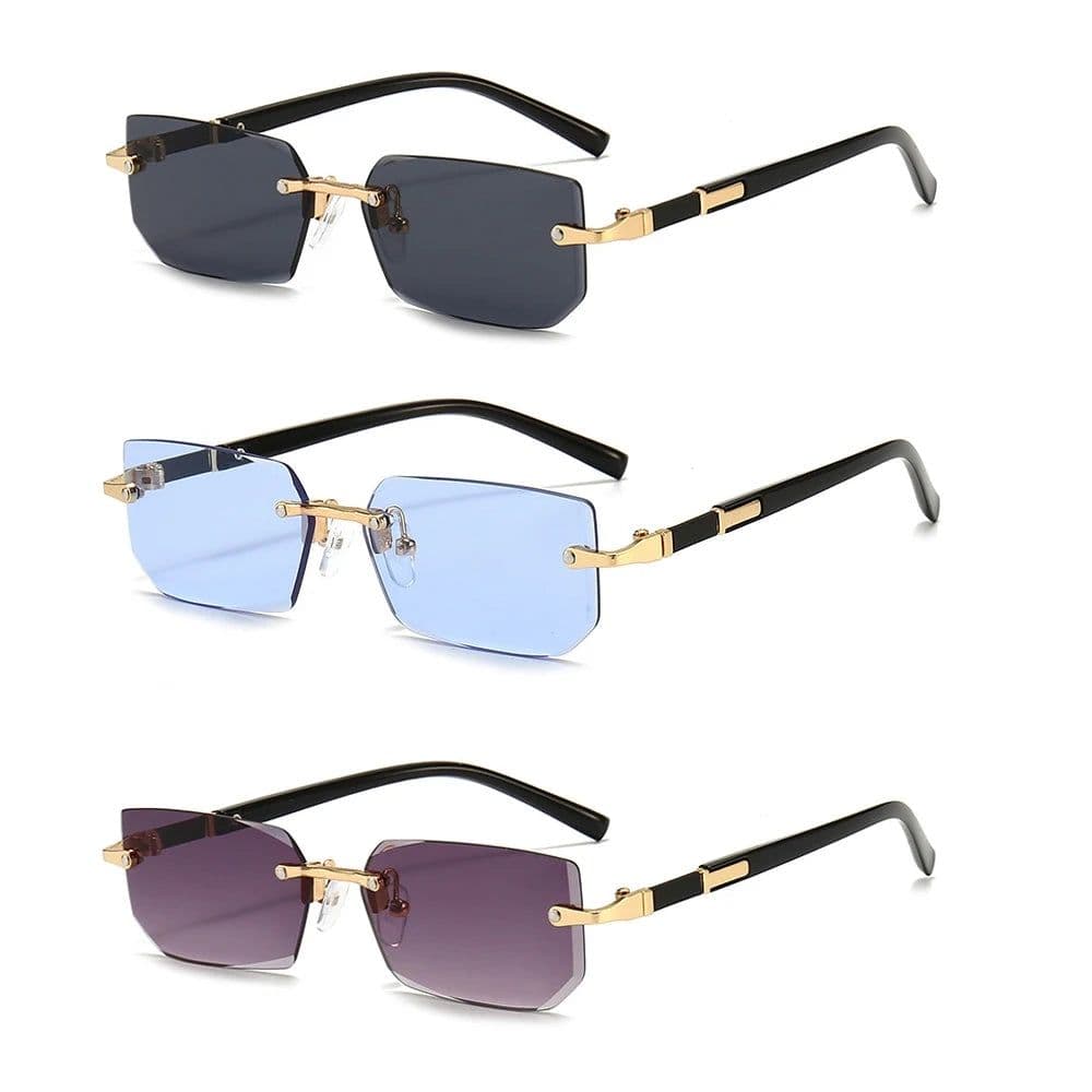 image-Rimless Sunglasses Rectangle Fashion Popular Women Men Shades Small Square Sun Glasses For Female Male Summer Traveling Oculos